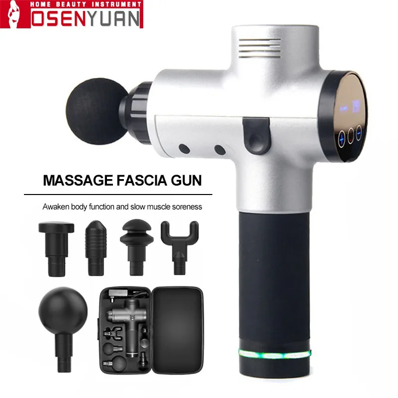 

Hand-Held Deep Tissue Muscle Massager Gun Ultra-Quiet 20 Speeds Optional Modes Percussion Massager with 6 Heads and LCD Display