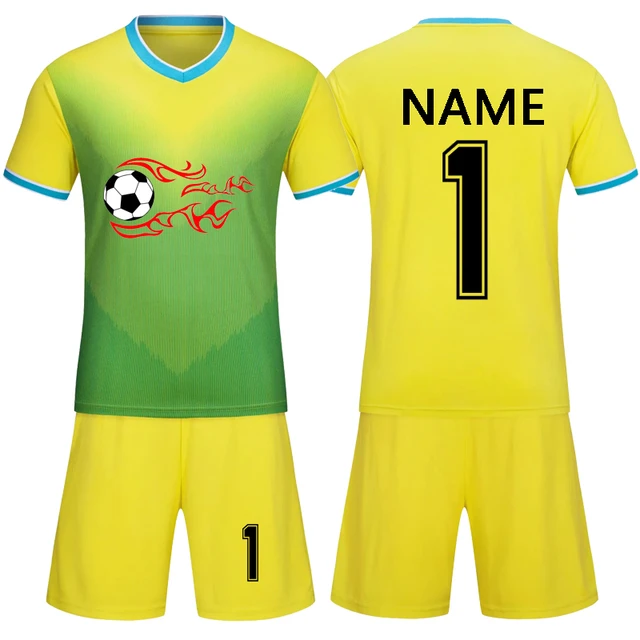 2022 Brazil Lemon Green Soccer Football Training Kit (Top + Short) Man