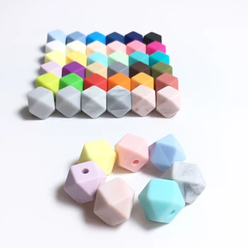 

13MM Hexagon Silicone Beads - DIY large silicone Hexagon beads BPA free Silicone Beads without joint line 100pc/lot