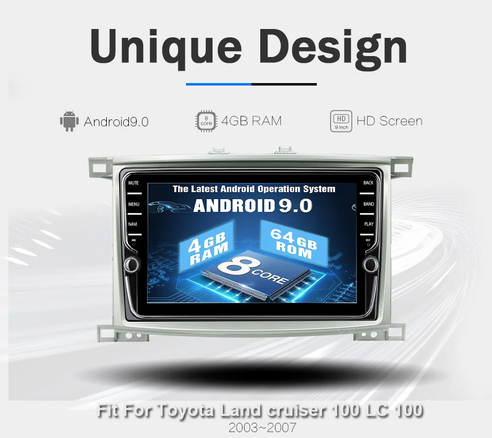 Clearance Funrover Android 9.0 Octa core Car DVD multimedia Player for Toyota LC 100 Land Cruiser 100 1998 -2006 Radio GPS DSP 4G 64G LTE 12