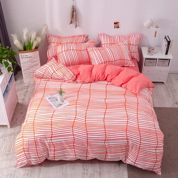 

Pink line pattern Duvet Cover Pillowcase 3pcs 220×240，Single Double queen king Size bedding set，150×200/175×220 quilt Cover 2020