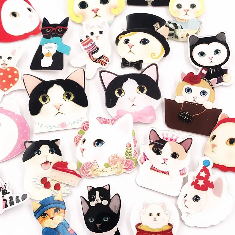 1 шт. милый мультяшный новый дизайн акриловый значок кот брошь с животными