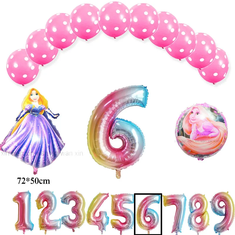 princess Rapunzel birthday balloons include 10pcs latex globos 1pc unmber 2pc rapunzel foil balloons for princess party balloons