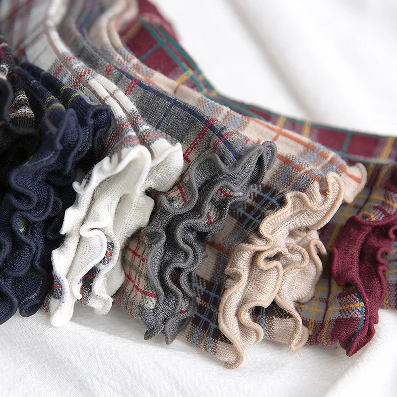 여름 짧은 양말 여성 stringy selvedge 여자 학생 대학 스타일 레트로 ladylike 스타일 jp 코튼 젊은 레이디 격자 무늬 프릴 재미