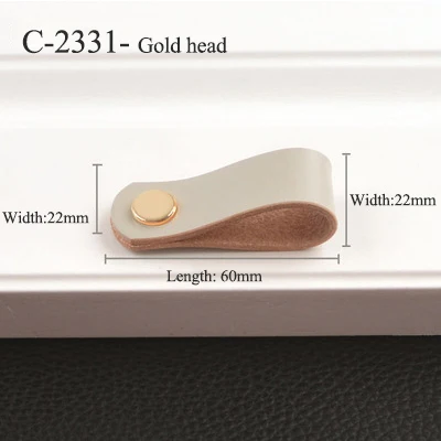 C-2331-gold Смешанные Оптовые латунные+ кожаные ручки для мебели/ручки и ручки для дверей шкафа, комода, ящика, чемодана, ручки с винтами - Цвет: C-2331-gold