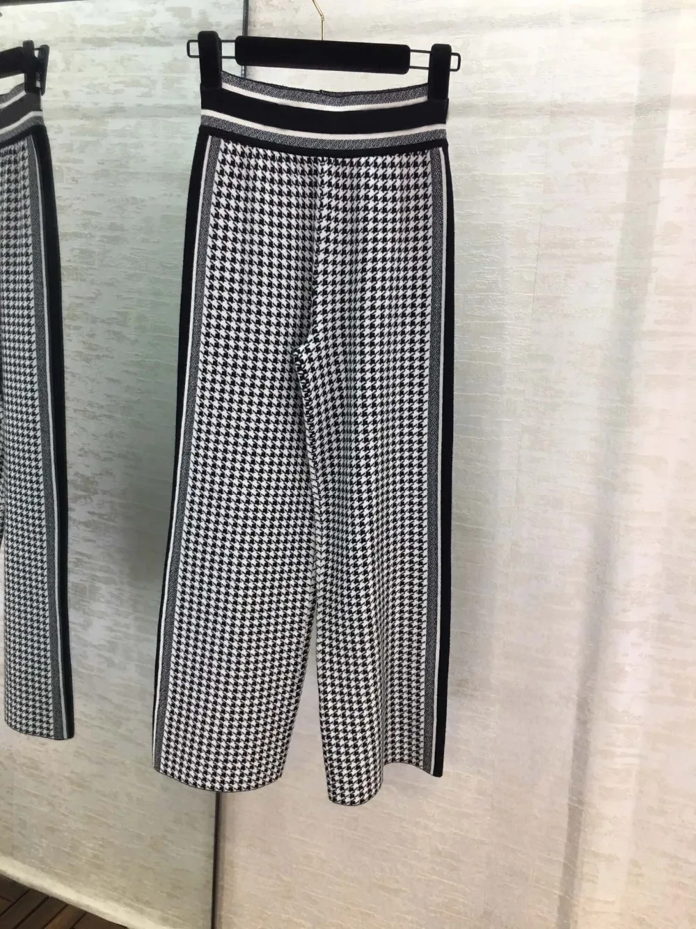 Новинка 11,9, свитер в клетку с круглым вырезом и надписью «Houndstooth» с длинным рукавом+ широкие штаны, женский костюм