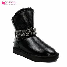G& zaco/шерстяные зимние сапоги; женская обувь из натуральной коровьей кожи; зимние водонепроницаемые сапоги на натуральном овечьем меху; Новая женская теплая обувь на плоской подошве; 1930