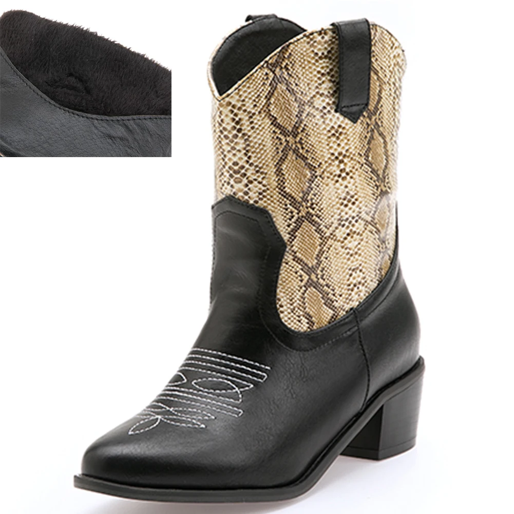 SARAIRIS/ботинки размера плюс; большие размеры 32-48; Цвета: черный острый носок; женские зимние ботильоны в стиле "Вестерн" Для женщин женская обувь на высоком каблуке - Цвет: brown style 2