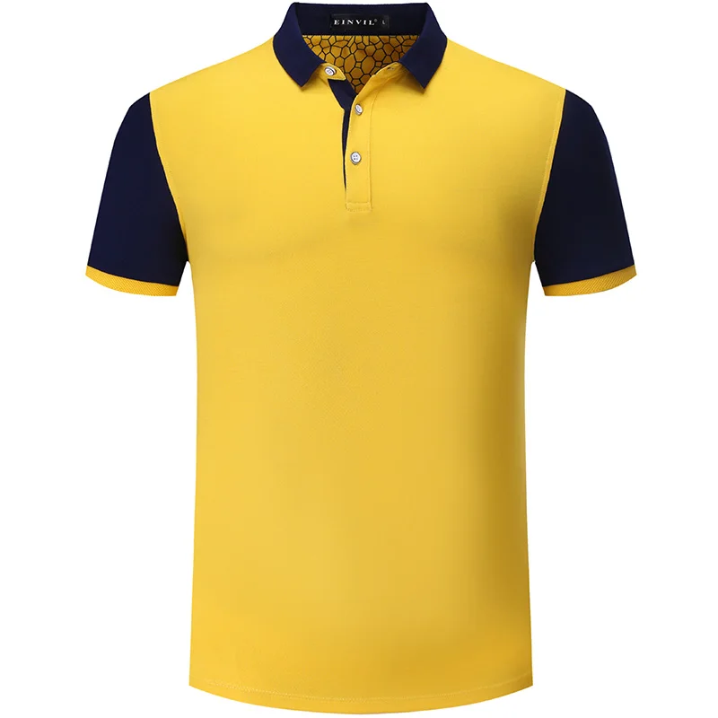 Индивидуальная мужская вышитая активная рубашка поло S-4XL рабочая одежда на заказ Топ-бесплатный дизайн логотипа - Цвет: Yellow