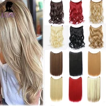 LUPU, 24 дюйма, длинные кудрявые волосы, без зажимов, невидимые волосы для наращивания, натуральные волосы, цвет синтетический, рыбная линия, потайная проволока, волосы для женщин