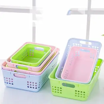 

6pcs/4pcs Plastic Basket Rectangular Multifunctional Storage Basket Vegetable Basket Home Office Organizer