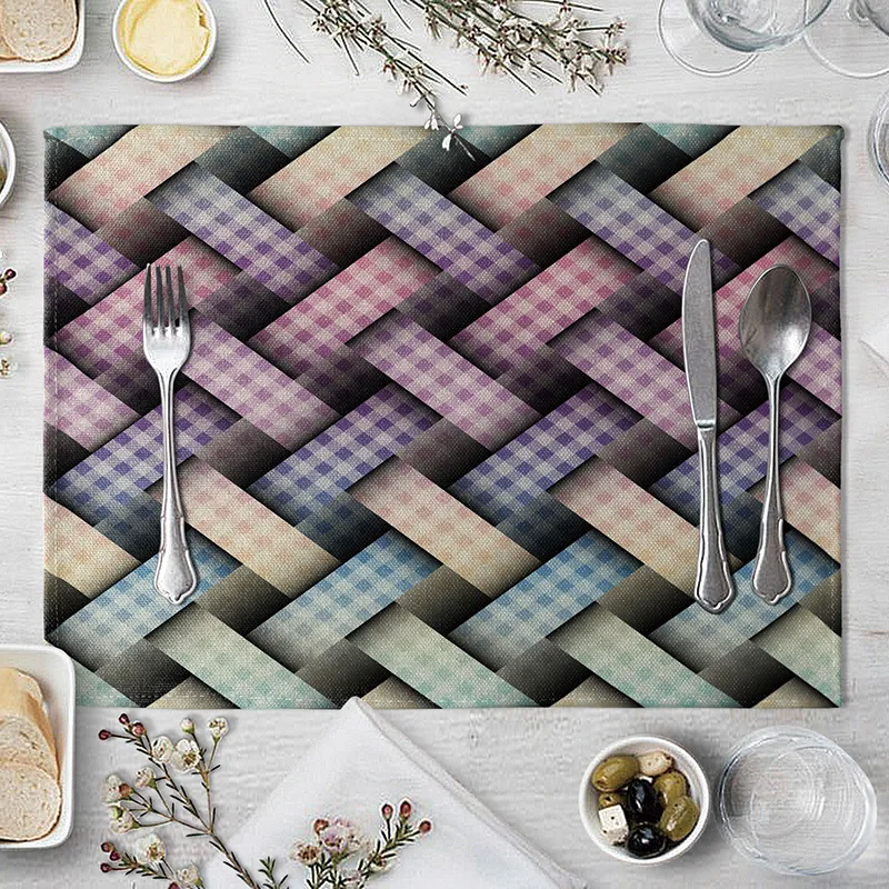 13 Colorful Geometric Lattice Placemat Fabric Coaster Table Decoration Mat Kitchen Manteles individuales Onderzetter - Цвет: 13