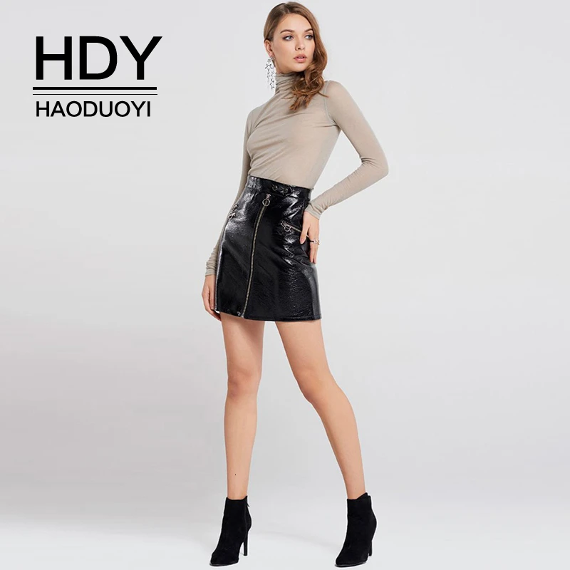 HDY Haoduoyi Новое поступление осень простой сплошной Асимметричная молния личности