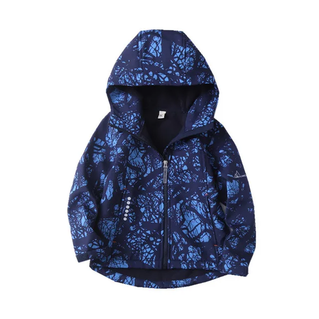 

Fashion Waterproof Child Coat Soft Shell Warm Fleece Baby Girls Boys Jackets Print Children Outerwear Kids Outfits For 110-160cm