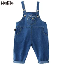 Halilo детские комбинезоны для девочек свободные синие джинсовые комбинезоны для маленьких девочек повседневная детская одежда весенне-осенний Детский комбинезон для девочек
