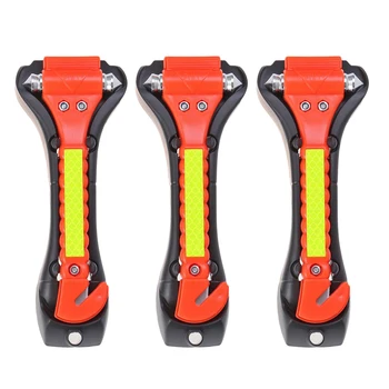 

3Pcs Mini Car Safety Hammer Life Saving Escape Emergency Hammer Seat Belt Cutter Window Glass Breaker Car Rescue Red Hammer