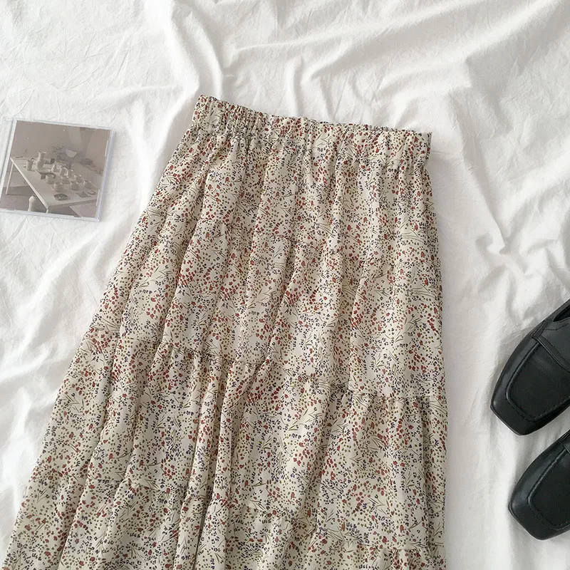 Юбка женская ropa mujer mori для девочек; сезон осень-весна; японский стиль; винтажная длинная юбка трапециевидной формы с эластичной резинкой на талии и принтом