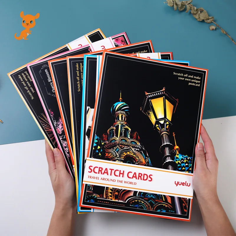 

21x29.7 CM A4 DIY Colorful Night View Scraping Painting Magic Scratch Art Painting Paper Manual Drawing Toys Kids Education Toys