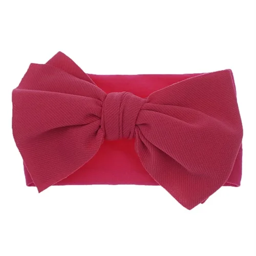 hotpink Нейлоновая повязка на голову с бантом, Haarband Детские Луки однотонный комплект с эластичной резинкой Hairbow головная повязка для новорожденных Детские Тюрбан, повязка на голову аксессуары для волос Kidocheese - Цвет: hotpink