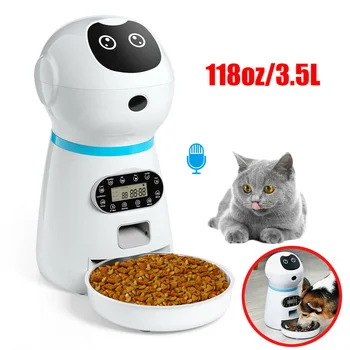 

3.5L Automatic Pet Feeder with Stainless Steel Dog Cat Food Bowl Voice Recorder Timing Programmable Auto Cat Dog Food Dispenser