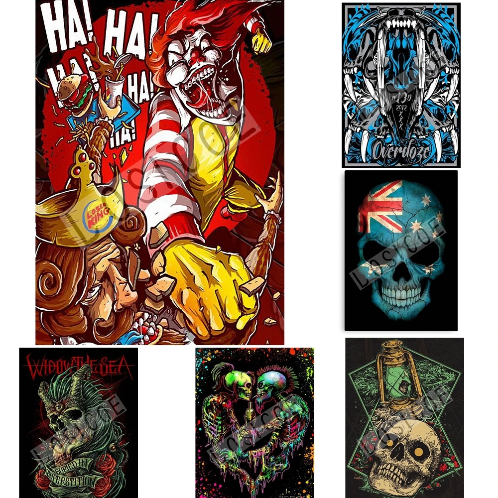 Tattoo heavy metal rock band posters wall sticker 30X42 CM nostalgia retro kraft paper HD Inkjet printing art halloween decor C | Дом и сад