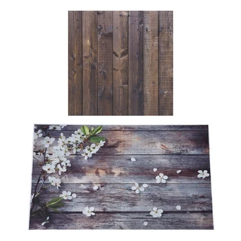 

2 Pcs 3X5Ft Photography Studio Background Vinyl Backdrop, Green Leaf White Petals & Stitching