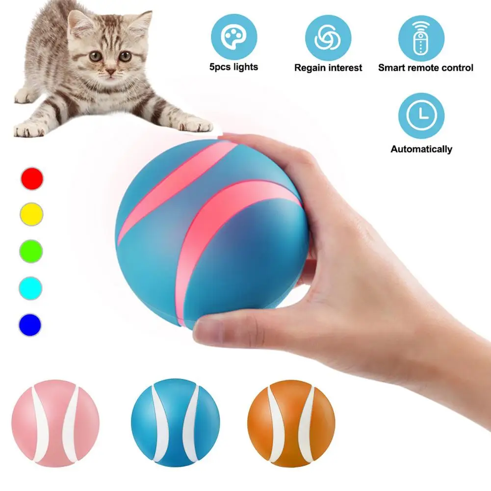 

Remote Control Cat Toy Ball Rolling LED Flashing Ball Cat Interactive Ball Toys Electric Cat Toy USB Rechargeable Pet Product