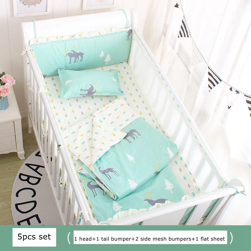 INS/Детские бамперы в форме короны для кроватки; комплект из 5 предметов; для новорожденных; для кроватки; с дышащей сеткой; хлопковые детские постельные принадлежности