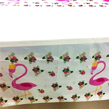 

Cartoon 1pcs/lot Flamingos and Flower Theme Birthday Table Cover Decoration Disposable Plastic Tablecloth Wedding Party Supplies