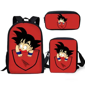 

HaoYun 3PCS School Backpack Sets for Boy Dragon Ball/Son Goku Bookbag Schoolbag Baby Kids Student Notebook Male Satchel Daypack
