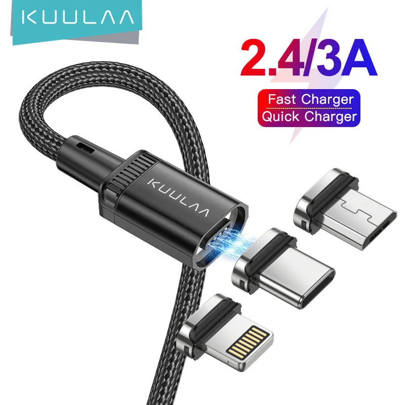 Магнитный USB-кабель KUULAA 3A зарядное устройство Micro Type c для Iphone 11 Pro зарядный кабель