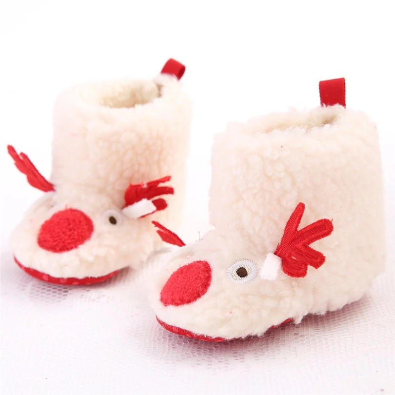 

Christmas Baby Shoes Boy Girls Snow Boots Cartoon Deer Soft Sole Prewalker Toddler Winter Warm Crib Shoes Xmas Booties 0-15M A20