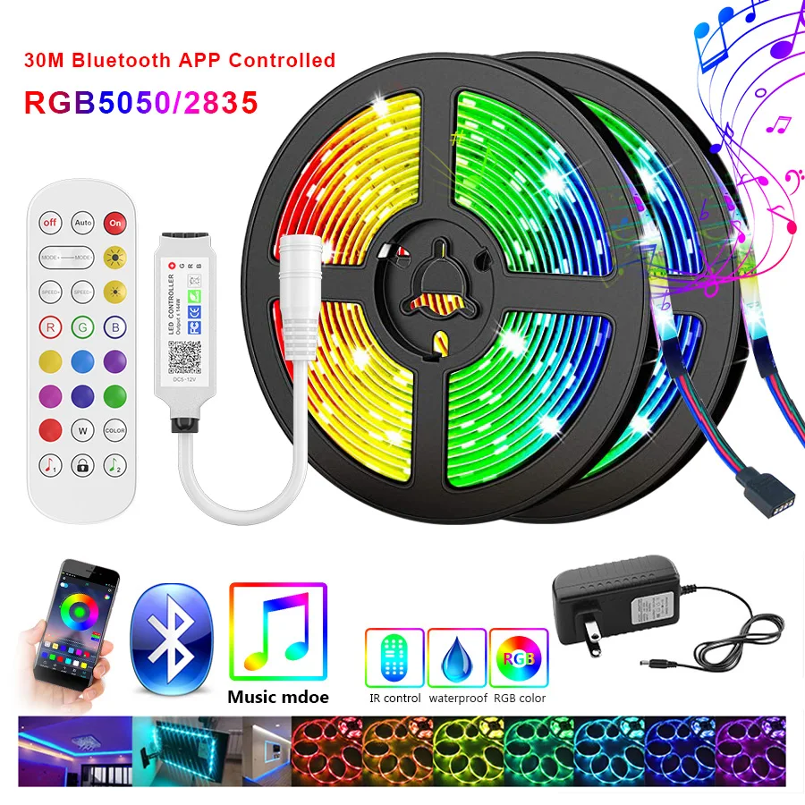 Светодиодная лента 5050 RGB Bluetooth гибкая для лампы 5 м 10 15 20 цветная светодиодная