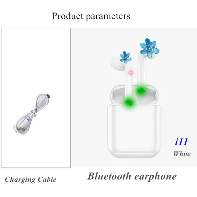 I7 i9s i11 i12 tws матовые беспроводные Bluetooth наушники с шумоподавлением офисные наушники с функцией вызова для всех смартфонов - Цвет: white
