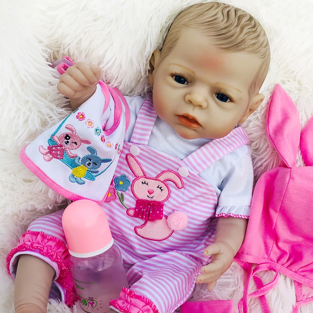 22 дюйма, полностью силиконовые куклы для детей, реалистичные куклы для детей, ручная роспись, лысый ребенок, Reborn Boneca, подарок