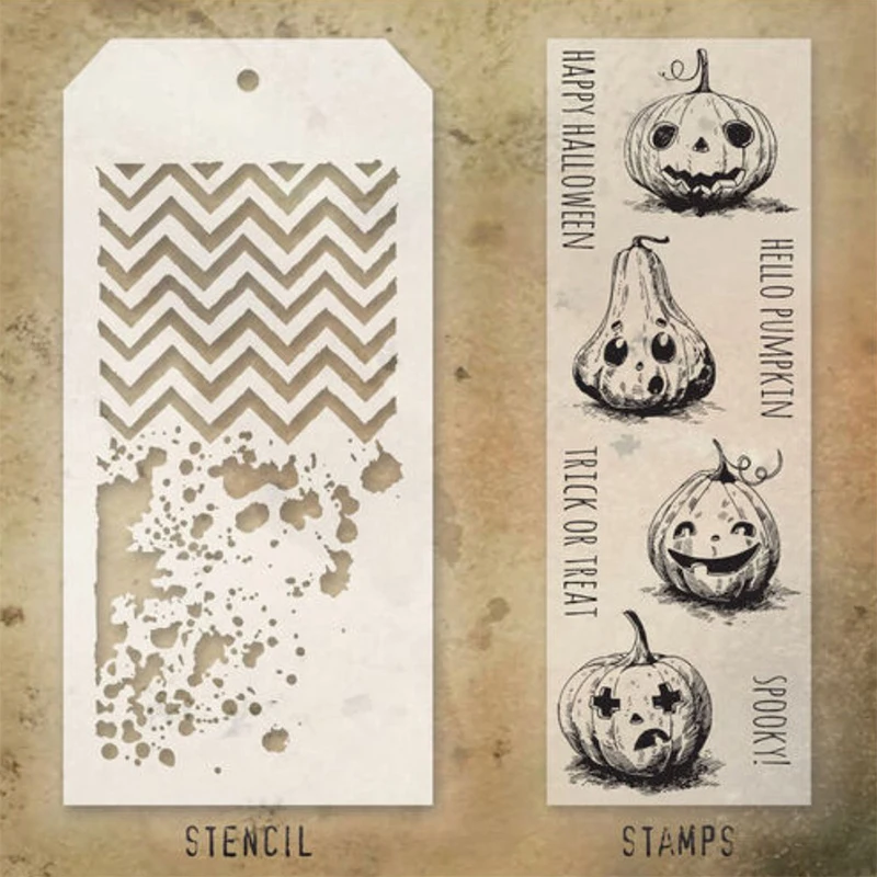 2021 New Halloween Zombie Skeleton Clear Stamp and Stencil Set For Making Crack Greeting Card Scrapbooking No Metal Cutting Dies heart stamps for card making Scrapbooking & Stamps