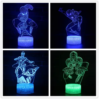 

USB 3D Lights Night Spiderman LED Table Lamp RGB Remote Control 7 Colors Changing Christmas Decoration Chldre Sleeping Lighting