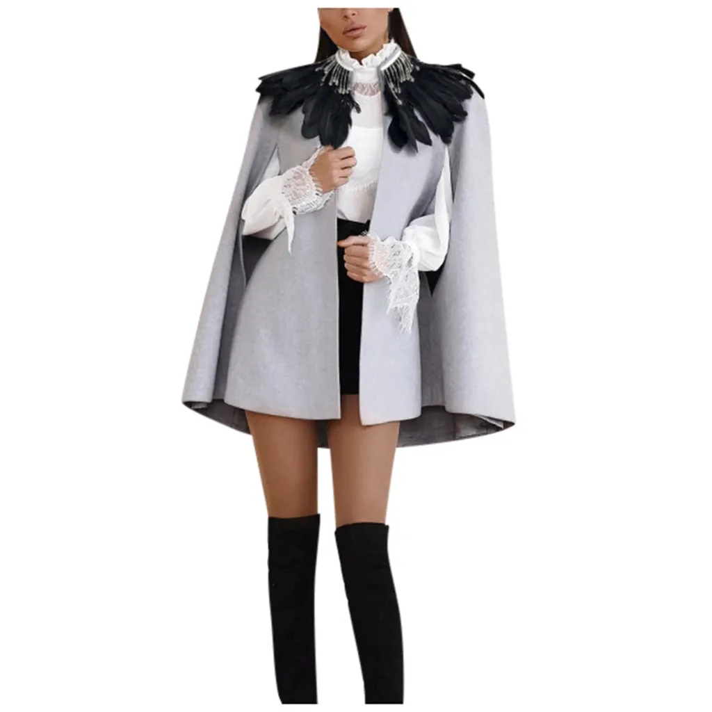Женское элегантное пальто накидка в готическом стиле длинное теплое ретро зима