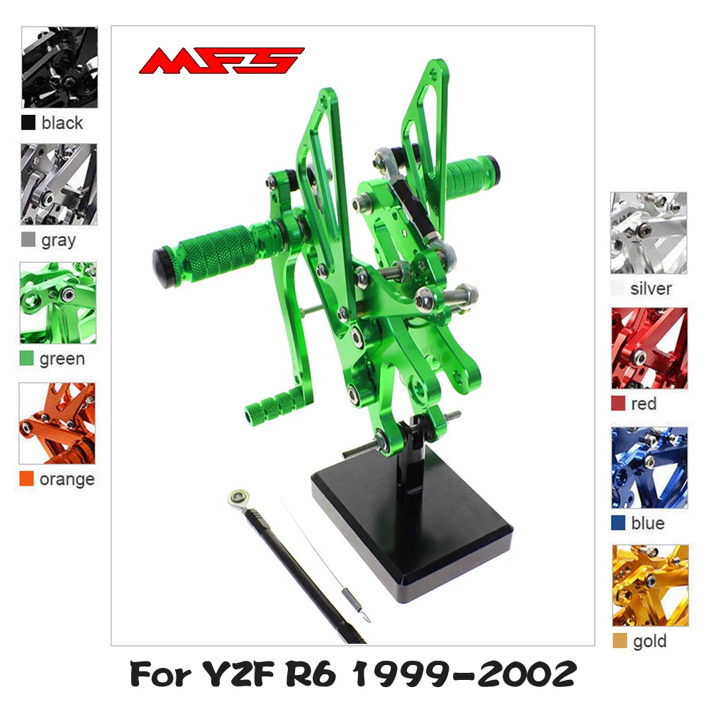 MFS мотоцикл Rearset CNC Регулируемые подножки аксессуары для Yamaha YZF R6 1999 2000 2001 2002