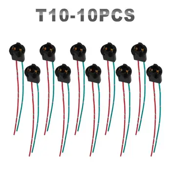 

JGAUT 10 Pieces Auto Wires Connector Led Harness T10 Black Gray Soft Socket Hard Socket S25 Single Double Point With Wire