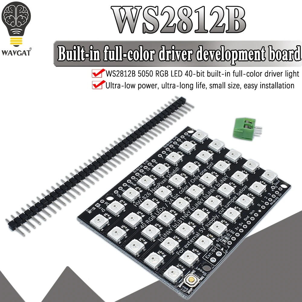 WS2812B 40 RGB светодиодный WS2812 5X8 пикселей матричный щит адресуемый модуль плата для