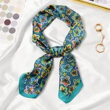 

70*70cm Colorful Flowers Print Square Scarf Women Bandana Hairband Lady Head Wraps Female Shawl Fashion Neckerchief