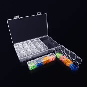 

28 Plastic Slots Adjustable Storage Box for Store Jewelry Decorations Button Sewing Tools Storage Supplies