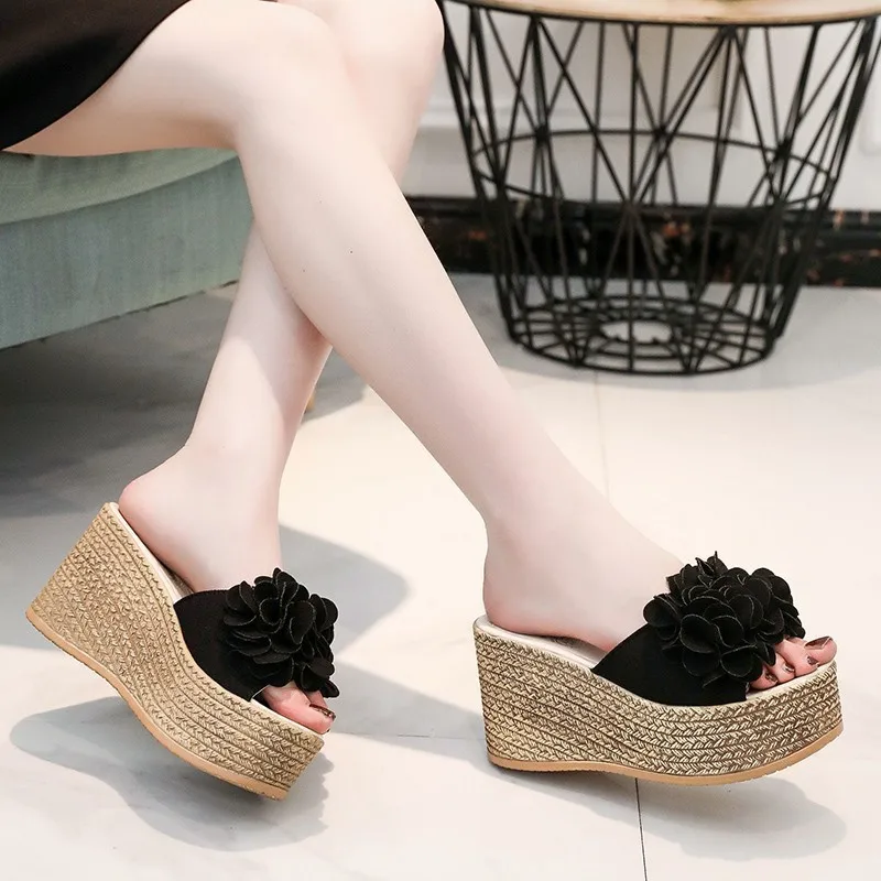 

Womens Sandals Peep Toe Wedge Woman New Arrival 2020 Summer Beach Fish Mouth Platform Sandals Thick Heel Slippers Wedges Shoes