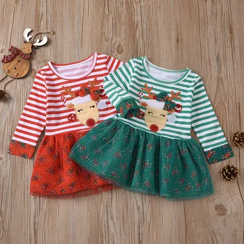 

PatPat New Arrival Autumn and Winter Baby Girl Animal & Elk Sweet Dress Christmas Sweet Princess dress Baby Girl Clothes