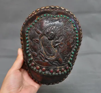 

wedding decoration Rare Old Tibet buddhism silver Skull head Eight treasures Bowl Kapala Skull Cup