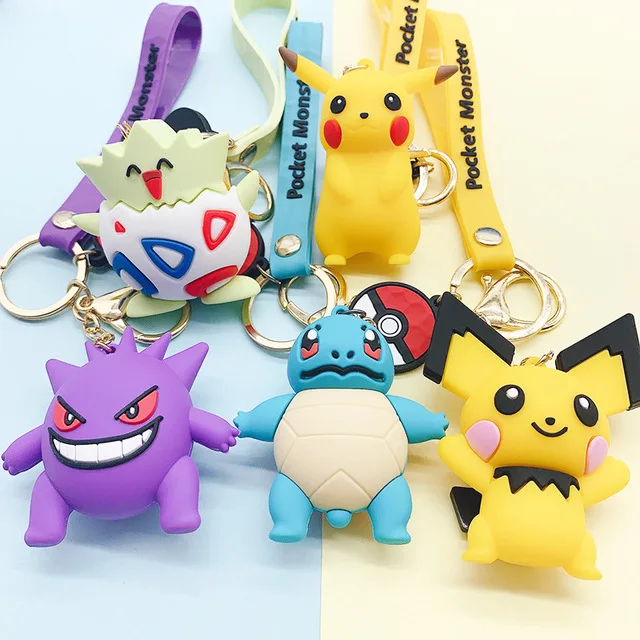

2020 Hot Pokemon Key chains Cute cartoon glue drop Pokemon Key ring creative men's and women's bag pendant key chain