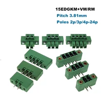 

5Pcs PCB Screw Plug-in Terminal Block Pitch 3.81mm Pluggable Connector 15EDGKM VM RM Morsettiera Male/female 2~10Pin Bornier