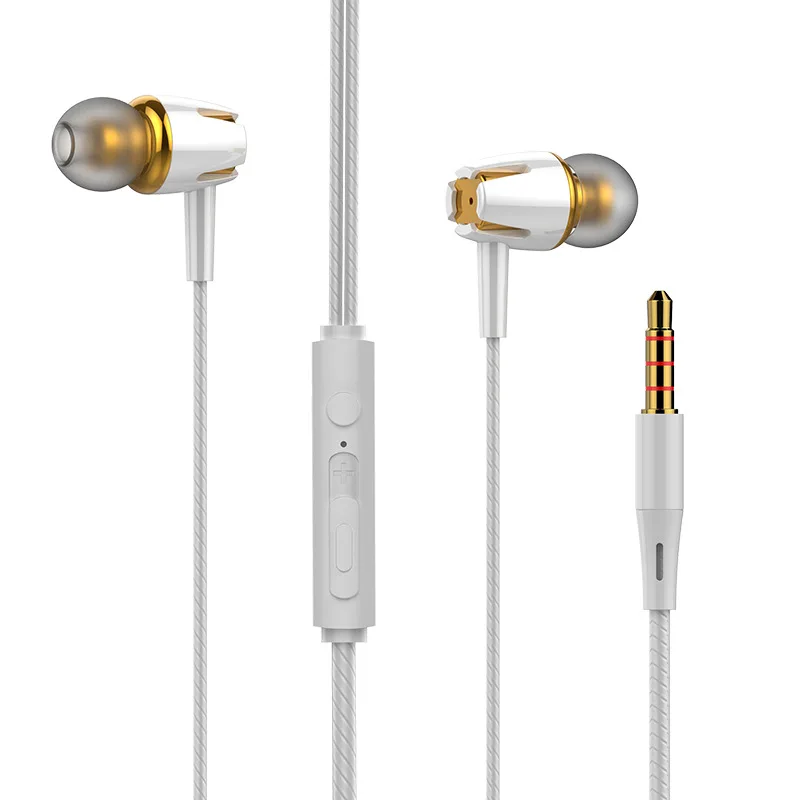 Wired Subwoofer Earphone Electroplating Bass Stereo In-ear Earphone With Mic Handsfree Call Phone Headset For Android IOS wireless bluetooth earbuds Earphones & Headphones