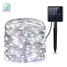 Светодиодный светильник на солнечной батарее для улицы, сказочный светильник, Праздничный Рождественский светильник s 12m 100 светодиодный светильник из медной проволоки, декоративный светильник для свадебной вечеринки, гирлянда